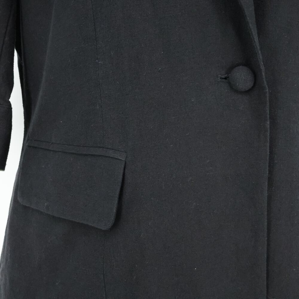 Mina Self Jacket Womens Large Black Linen Blend Lined Blazer 3/4 Sleeve Career - Picture 10 of 16